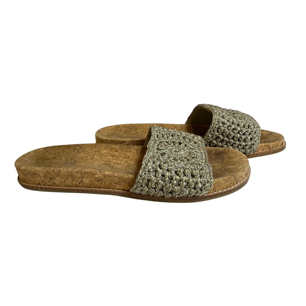 The‎ Sak Mendocino Medallion Gray/Tan Crochet & Cork Slide Sandals
